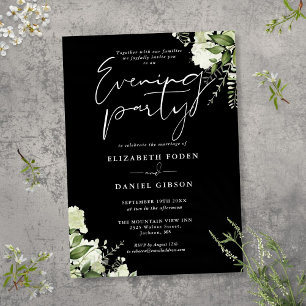 Grüne Hochzeitsabendparty in Schwarz und Weiß Einladung