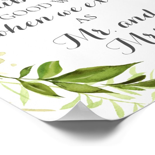 Grüne Hochzeitsblasen für gute Wünsche signieren, Poster (Ecke)