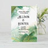 Grüne Hochzeitseinladungen für Wasserfarben Einladung (Stehend Vorderseite)