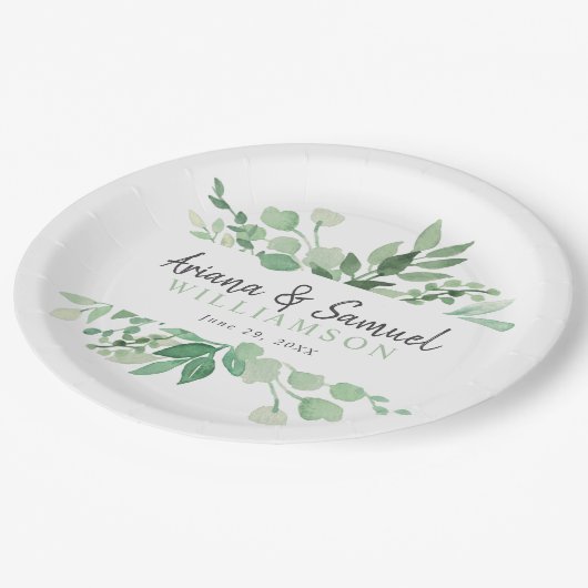 Grüne Hochzeitsempfang Teller (Schrägansicht)