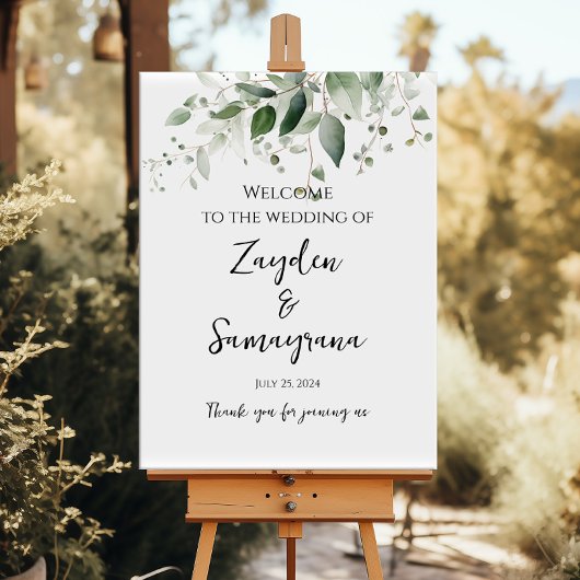 Grüne Hochzeitsempfang Zeichen elegante Kalligraph Poster