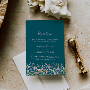 Grüne Hochzeitsempfehlung für mehrfarbige Wildblum Begleitkarte