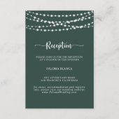 Grüne Hochzeitsempfehlung mit String Lights Begleitkarte (Vorderseite)