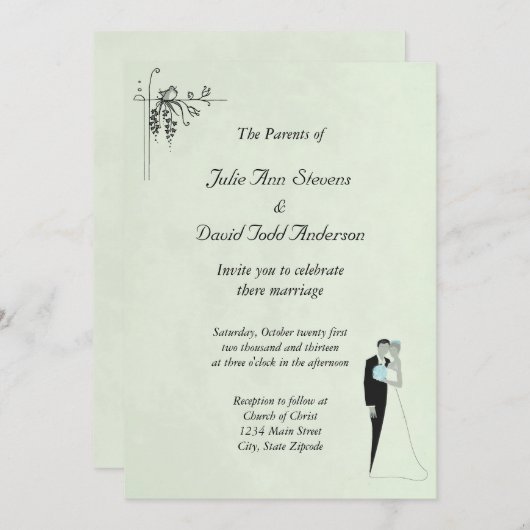 Grüne Hochzeitsfeier Einladung (Vorne/Hinten)