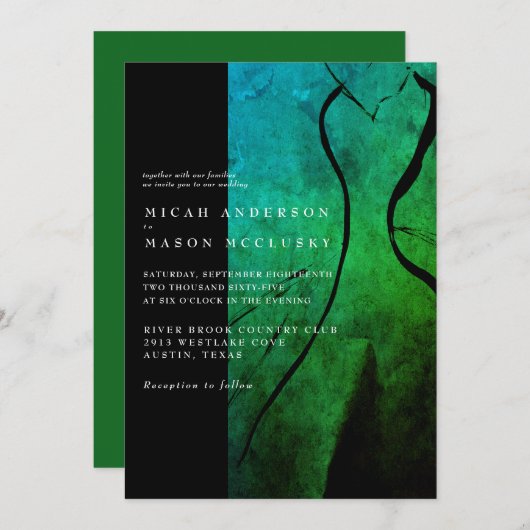 Grüne Hochzeitsfeier Einladung (Vorne/Hinten)