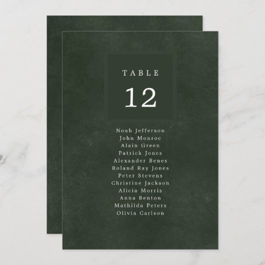 Grüne Hochzeitsgäste Tischnummer der Sitzplakette (Vorne/Hinten)