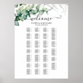 Grüne Hochzeitskarte Alphabetische Ordnung Poster (Vorne)