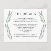 Grüne Hochzeitskarte, botanische Begleitkarte (Vorderseite)