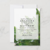 Grüne Hochzeitskarte des tropischen Palmenbaums Einladung (Vorderseite)