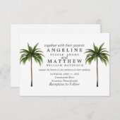 Grüne Hochzeitskarte des tropischen Palmenbaums Einladung (Vorne/Hinten)