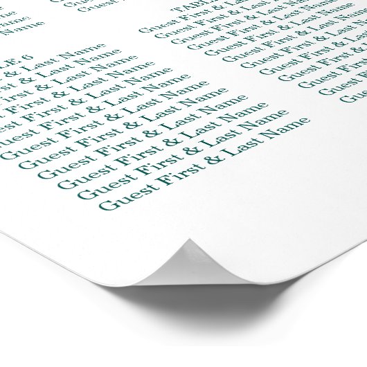 Grüne Hochzeitskarte Portrait 10 Tische Poster (Ecke)