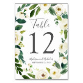 Grüne Hochzeitskarten der weißen Blume - Tischnumm Tischnummer (Vorderseite)