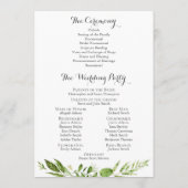 Grüne Hochzeitskarten, rustikale Vegetation Programm (Rückseite)