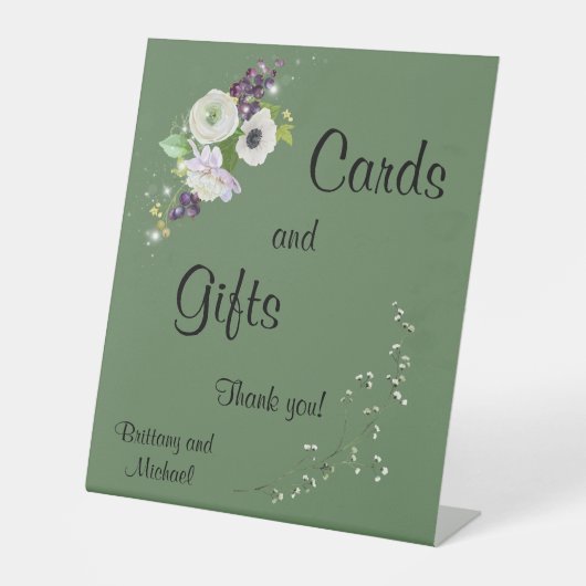 Grüne Hochzeitskarten und Geschenke - Schild (Vorderseite)