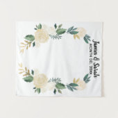 Grüne Hochzeitskulisse, Empfang Foto Stand Wandteppich (Vorderseite (Horizontal))