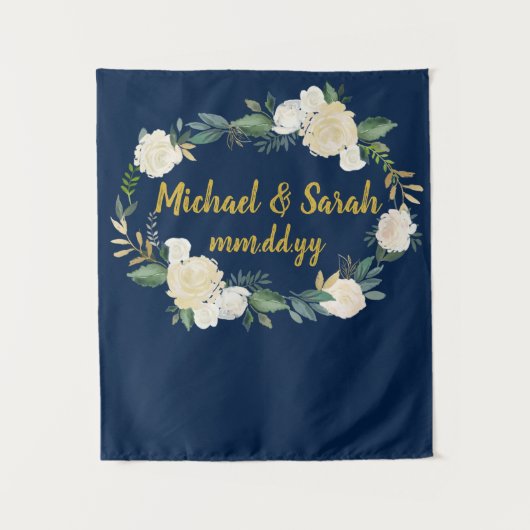 Grüne Hochzeitskulisse, Empfang Foto Stand Wandteppich (Vorderseite)