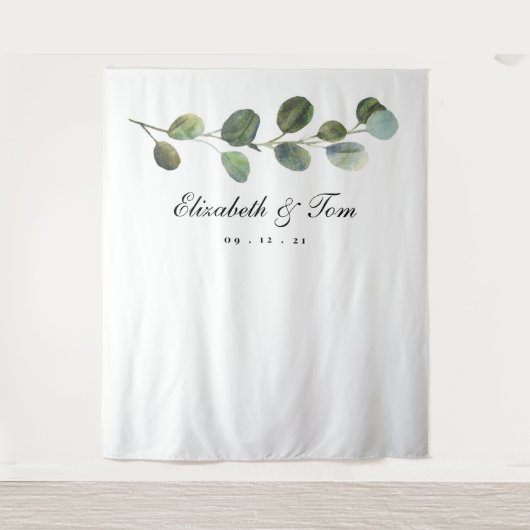 Grüne Hochzeitskulisse, Foto Booth Prop Wandteppich (Vorderseite)