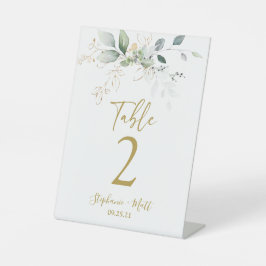 Grüne Hochzeitsmarke Tischnummer Podest Sockelschild