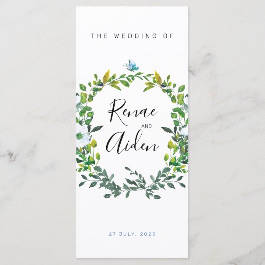 Grüne Hochzeitsmenü, Wald Menükarte (Rückseite)