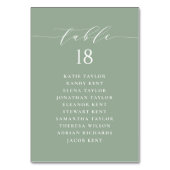 Grüne Hochzeitsplanung für Minimalistische Skripts Tischnummer (Rückseite)