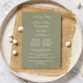 Grüne Hochzeitsprogramm Elegante Palm Blätter