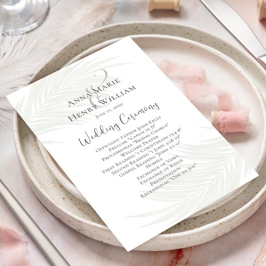 Grüne Hochzeitsprogramm Elegante Palm Blätter