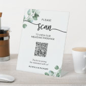 Grüne Hochzeitsprogramm-QR-Code Sockelschild (In SItu)