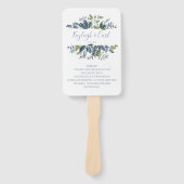 Grüne Hochzeitsprogramme | Dusty Blue Fächer (Vorderseite)