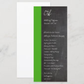 Grüne Hochzeitsprogramme im Chalkboard Programm (Vorne/Hinten)