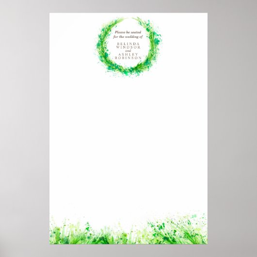 Grüne Hochzeitssitzplan leere DIY-Vorlage Poster (Vorne)
