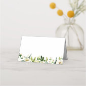 Grüne Hochzeitsskala mit weißer Blume - Platzkarte (Rückseite)