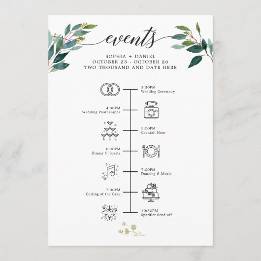 Grüne Hochzeitsszene - Icon Itinerary Begrüßungssc Programm (Rückseite)