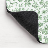 Grüne Hochzeitstauben mit Bändern und Blumen Mousepad (Ecke)