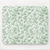 Grüne Hochzeitstauben mit Bändern und Blumen Mousepad (Vorne)