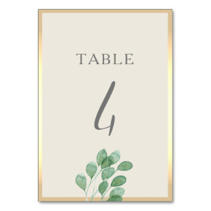 Grüne Hochzeitstisch-Nummernkarte Gold Tischnummer