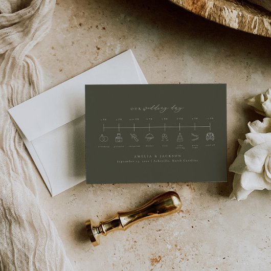 Grüne Hochzeitstundenliste KartenReihenfolge der E Begleitkarte