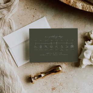 Grüne Hochzeitstundenliste KartenReihenfolge der E Begleitkarte