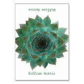 Grüne Hochzeitsukkkulente Zentimeter Platzkarten Tischnummer (Vorderseite)