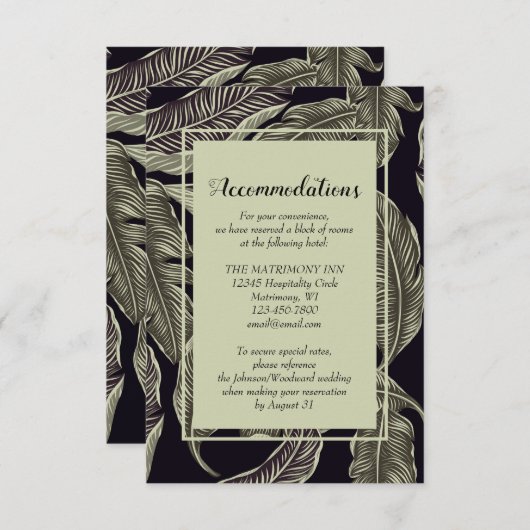 Grüne Hochzeitsunterkünfte in tropischem Foliage Begleitkarte (Vorne/Hinten)