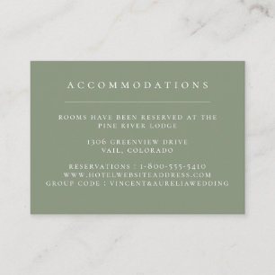 Grüne Hochzeitsunterkünfte mit fester Farbskala Begleitkarte