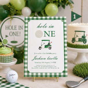 Grüne Hole-in-One-Golf-Geburtstagseinladung Einladung