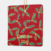 Grüne Holly-Gelbe Blumen Weihnachtsschmuck (Links)