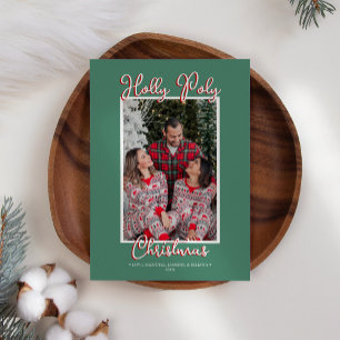 Grüne Holly Jolly Holly Poly Weihnachtsfoto Feiertagskarte
