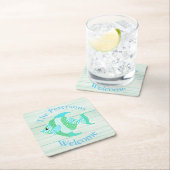 Grüne hölzerne Blick-Fisch-kundenspezifische Rechteckiger Pappuntersetzer (Vor Ort)