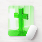 Grüne hölzerne Querphotographiebildkirche Mousepad (Mit Mouse)