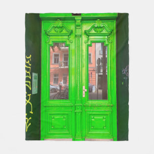 GRÜNE HOLZGLASTÜR FLEECEDECKE
