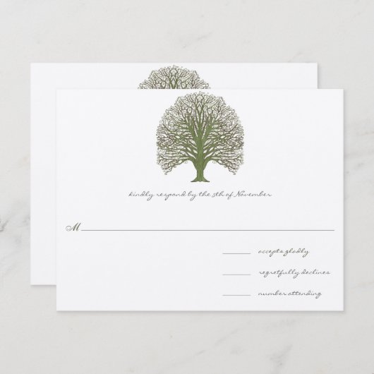 Grüne Holzkörnchen Hochzeit RSVP (Vorne/Hinten)