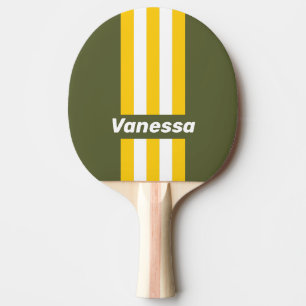 Grüne Honig Nostalgische Pin Streifen mit Namen Tischtennis Schläger