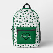 Grüne Hörer, Pom Poms, Megaphone Muster Bedruckter Rucksack (Vorderseite)