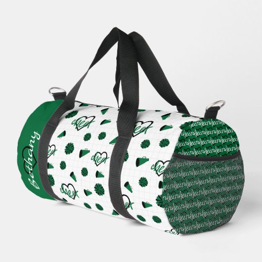 Grüne Hörer, Pom Poms, Megaphone Muster Duffle Bag (Rechte Ecke)